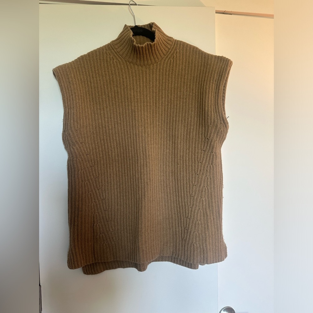 Ganni Brown Ribbed Sleeveless Sweater